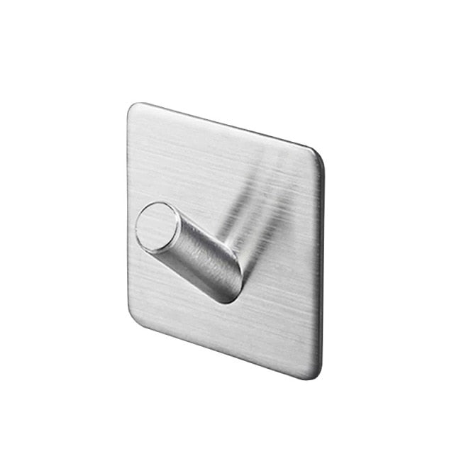 Wall Hook Stainless Steel Self Adhesive Black Bathroom Kitchen Towel Key Holder No Drill Minimalist Storage Organiser | Thomler