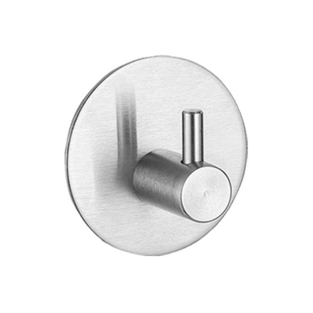Wall Hook Stainless Steel Self Adhesive Black Bathroom Kitchen Towel Key Holder No Drill Minimalist Storage Organiser | Thomler