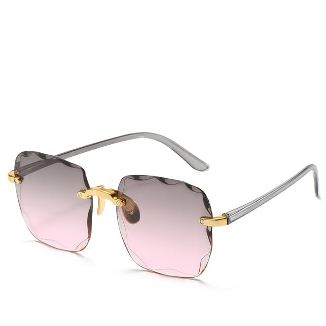 Rimless Rectangle Sunglasses with UV400 Protection – Lightweight Vintage Eyewear for Women & Men | Thomler