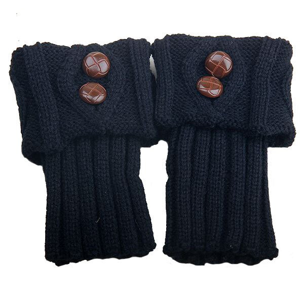 Knit Leg Warmers with Button Detail – Stretchy Cable-Knit Boot Cuffs for Winter | Thomler