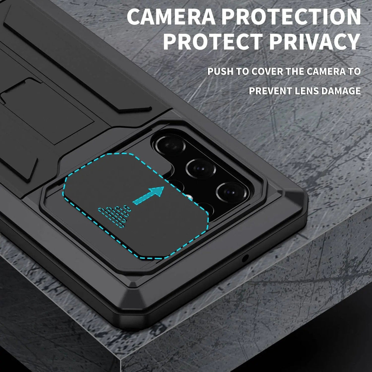Heavy-Duty Aluminum Shell Phone Case with Built-In Kickstand & Screen Guard for Samsung Galaxy S22, S22 Plus & S22 Ultra | Thomler