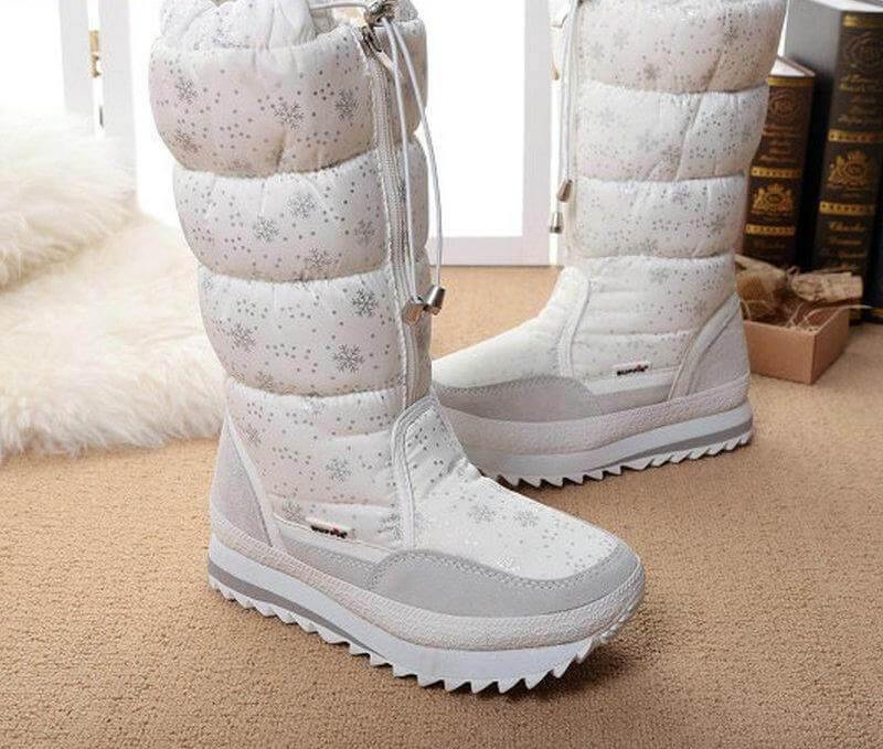 Women's Knee-High Plush-Lined Winter Boots – Lightweight Nylon Snow Boots with Side Zip, Round Toe & Low Heel for Cold Weather | Thomler