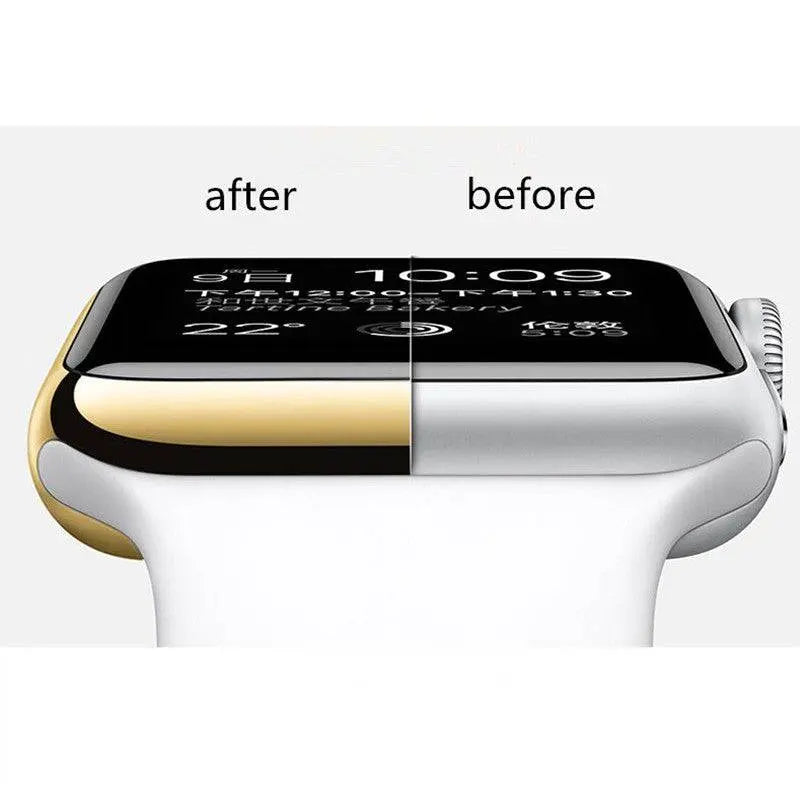 Snap-On Guard with Tempered Glass Screen Shield for Apple Watch Series 1-6 – 38mm, 40mm, 42mm, 44mm Full Body Protection Case | Thomler