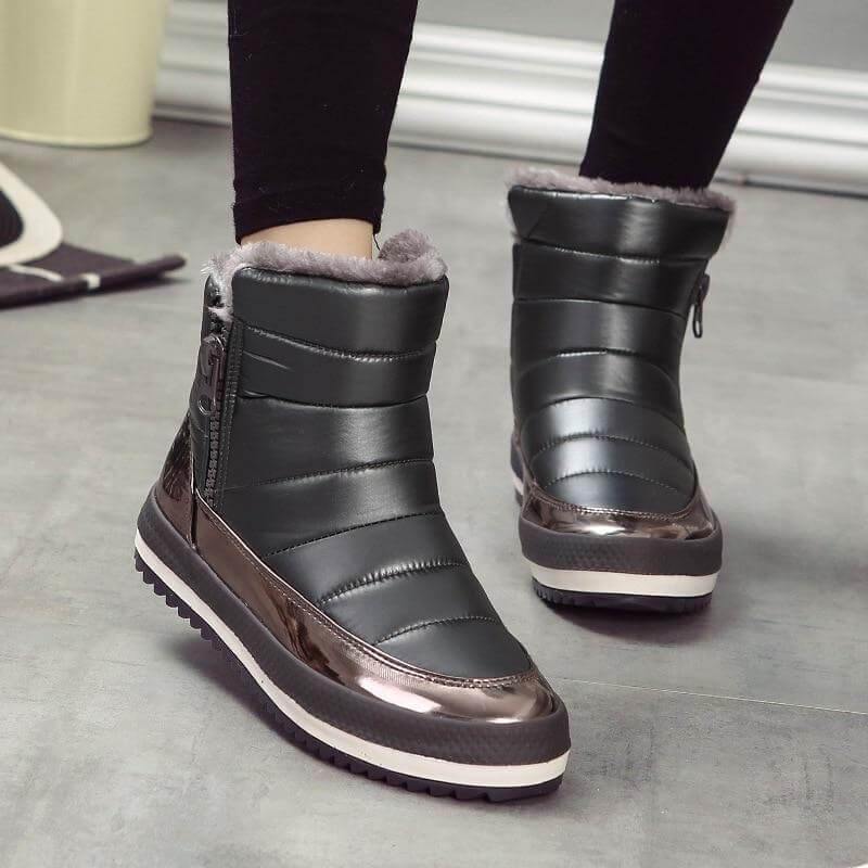 Women's Zip-Up Winter Ankle Boots with Plush Lining – Flat Sole Comfort Booties for Cold Weather & Snow | Thomler