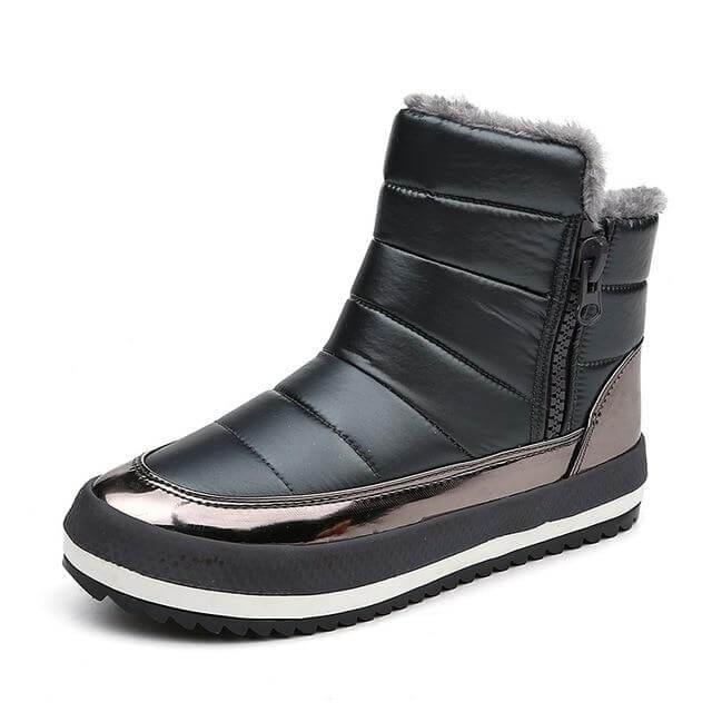 Women's Zip-Up Winter Ankle Boots with Plush Lining – Flat Sole Comfort Booties for Cold Weather & Snow | Thomler