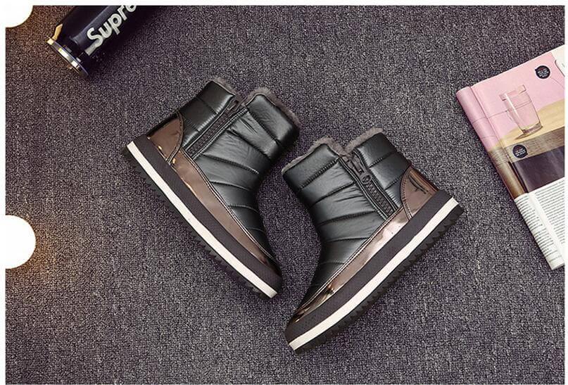 Women's Zip-Up Winter Ankle Boots with Plush Lining – Flat Sole Comfort Booties for Cold Weather & Snow | Thomler