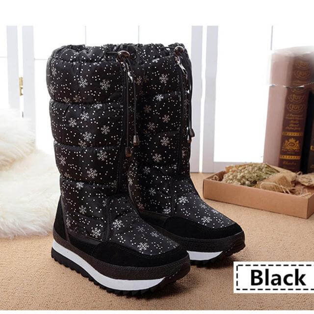 Women's Insulated Waterproof Winter Boots – Mid-Calf Snow Boots with Fleece Lining, Round Toe & Side Zipper for Cold Weather | Thomler
