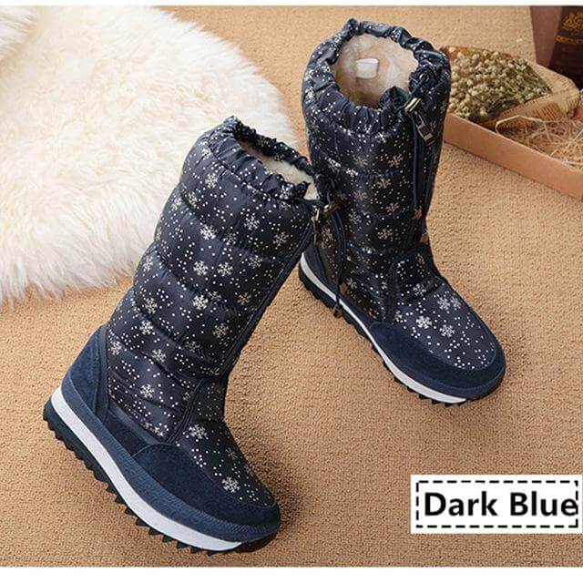 Women's Insulated Waterproof Winter Boots – Mid-Calf Snow Boots with Fleece Lining, Round Toe & Side Zipper for Cold Weather | Thomler