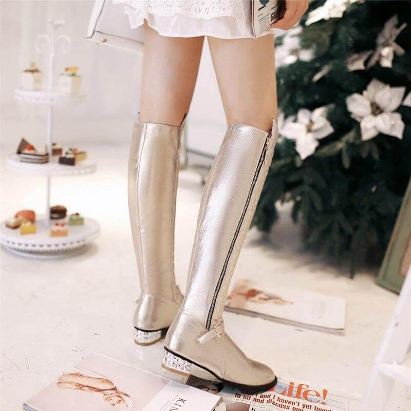 Women's Knee-High Boots with Low Block Heel and Optional Faux-Fur Lining – Zip-Up Winter Footwear for Cold Weather | Thomler
