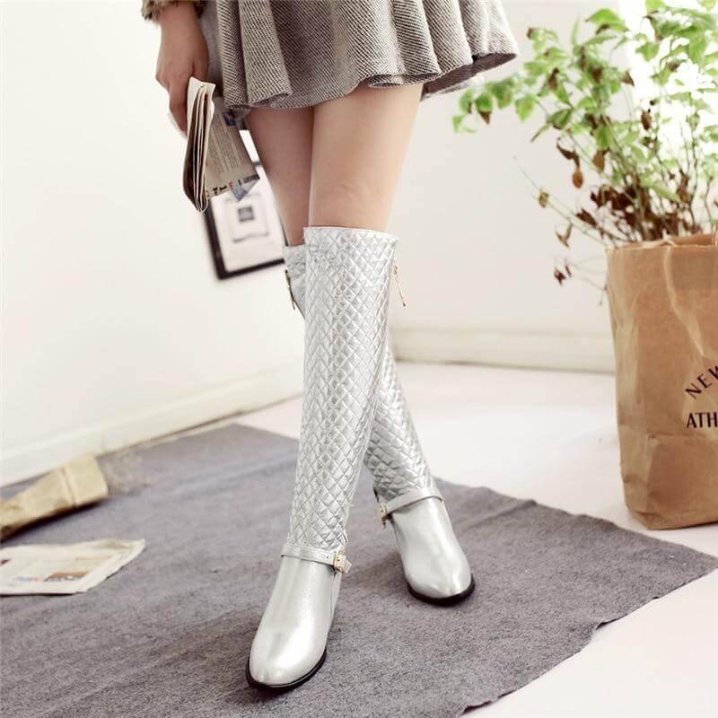 Women's Knee-High Boots with Low Block Heel and Optional Faux-Fur Lining – Zip-Up Winter Footwear for Cold Weather | Thomler