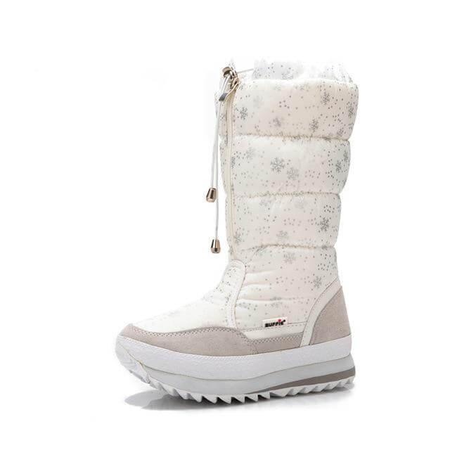 Women's Knee-High Plush-Lined Winter Boots – Lightweight Nylon Snow Boots with Side Zip, Round Toe & Low Heel for Cold Weather | Thomler