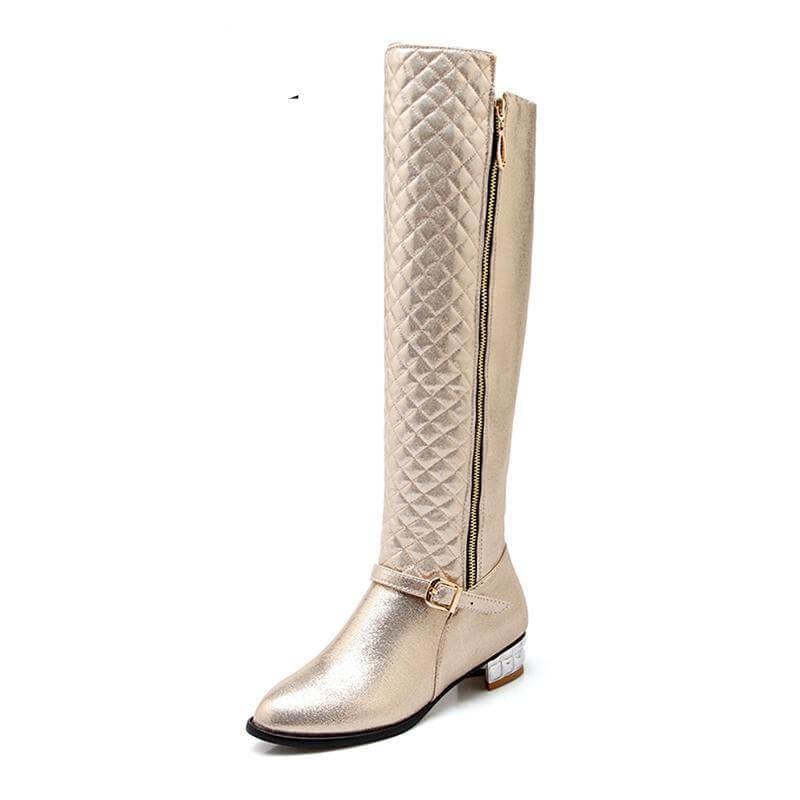 Women's Knee-High Boots with Low Block Heel and Optional Faux-Fur Lining – Zip-Up Winter Footwear for Cold Weather | Thomler