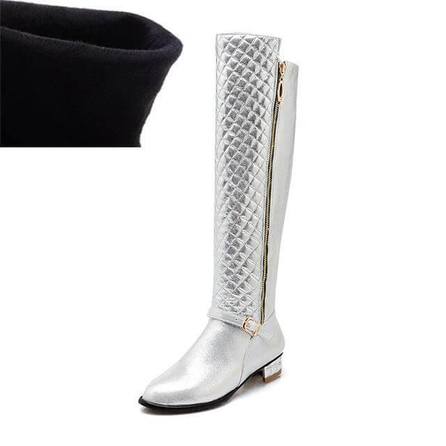 Women's Knee-High Boots with Low Block Heel and Optional Faux-Fur Lining – Zip-Up Winter Footwear for Cold Weather | Thomler