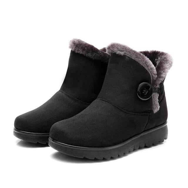 Women's Ankle Snow Boots with Flock Texture & Plush Lining – Casual Winter Footwear for Everyday Wear | Thomler