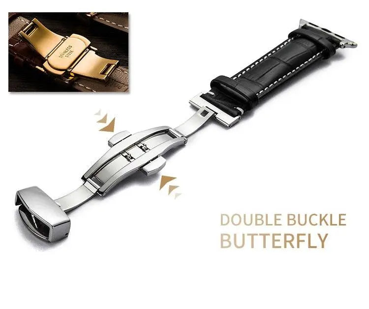 Full-Grain Leather Replacement Wristband for 38–46mm Smart Watches – Buckle Closure, Multiple Finishes | Thomler