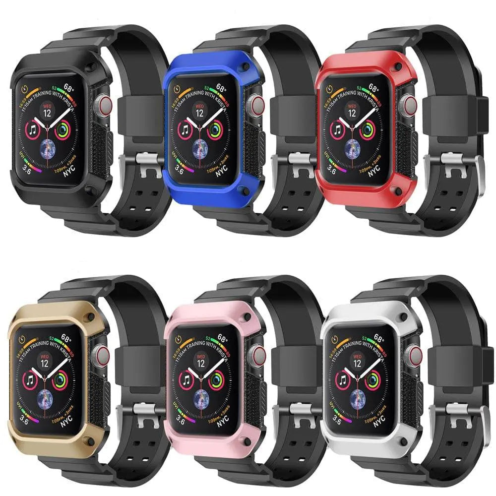 Protective Sport Strap with Bumper Case for Apple Watch – Rugged Wristband with Shock-Absorbing Frame – Compatible with 38/40/41/42mm and | Thomler