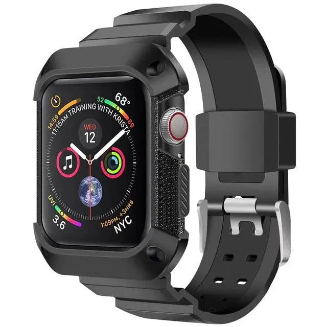 Protective Sport Strap with Bumper Case for Apple Watch – Rugged Wristband with Shock-Absorbing Frame – Compatible with 38/40/41/42mm and | Thomler
