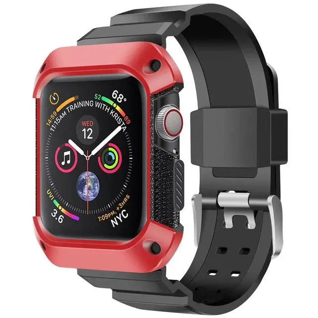 Protective Sport Strap with Bumper Case for Apple Watch – Rugged Wristband with Shock-Absorbing Frame – Compatible with 38/40/41/42mm and | Thomler