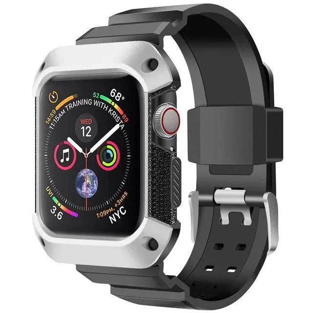 Protective Sport Strap with Bumper Case for Apple Watch – Rugged Wristband with Shock-Absorbing Frame – Compatible with 38/40/41/42mm and | Thomler