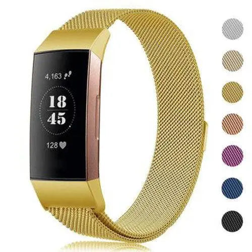 Adjustable Stainless Steel Mesh Fitness Tracker Band for Fitbit Charge 3 & 4 | Replacement Strap Wristband with Magnetic Clasp in Multiple | Thomler
