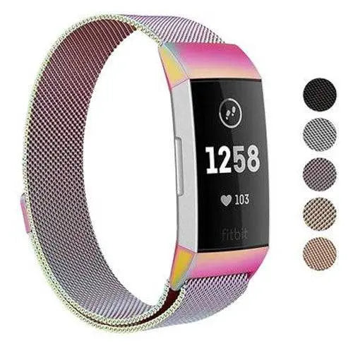 Adjustable Stainless Steel Mesh Fitness Tracker Band for Fitbit Charge 3 & 4 | Replacement Strap Wristband with Magnetic Clasp in Multiple | Thomler
