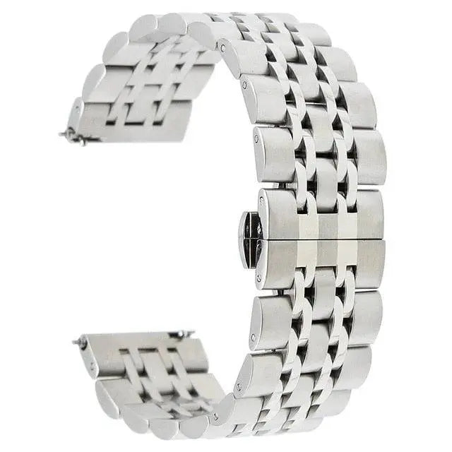 Metal Watch Strap for Samsung Galaxy Watch 22mm Connector Width Stainless Steel Triple-Link Bracelet Adjustable Clasp Silver Rose Gold | Thomler