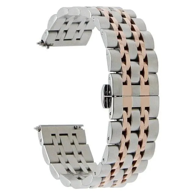 Metal Watch Strap for Samsung Galaxy Watch 22mm Connector Width Stainless Steel Triple-Link Bracelet Adjustable Clasp Silver Rose Gold | Thomler