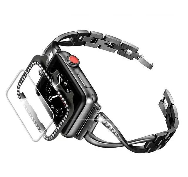 Embellished Metal Watch Case & Bracelet-Style Band Bundle for Apple Watch 38-44mm | Thomler