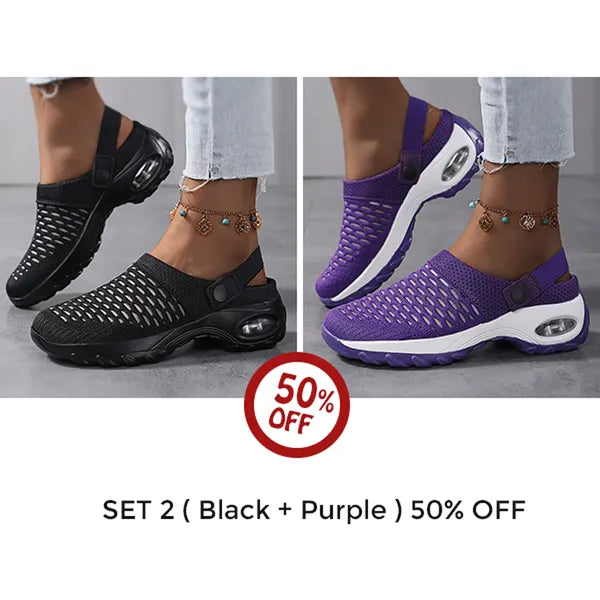 Women's Cushioned Slip-On Clogs with Thick Rubber Sole for Everyday Comfort | Open-Back Air-Cushion Mules for Walking, Errands & Casual Wear | Thomler