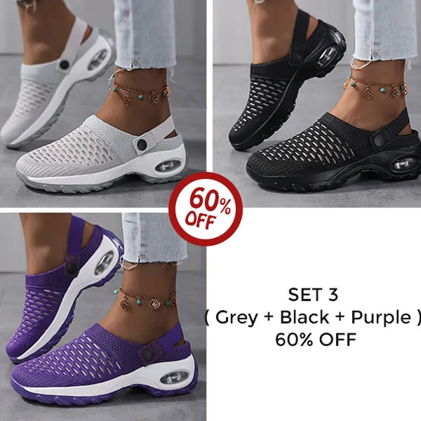 Women's Cushioned Slip-On Clogs with Thick Rubber Sole for Everyday Comfort | Open-Back Air-Cushion Mules for Walking, Errands & Casual Wear | Thomler