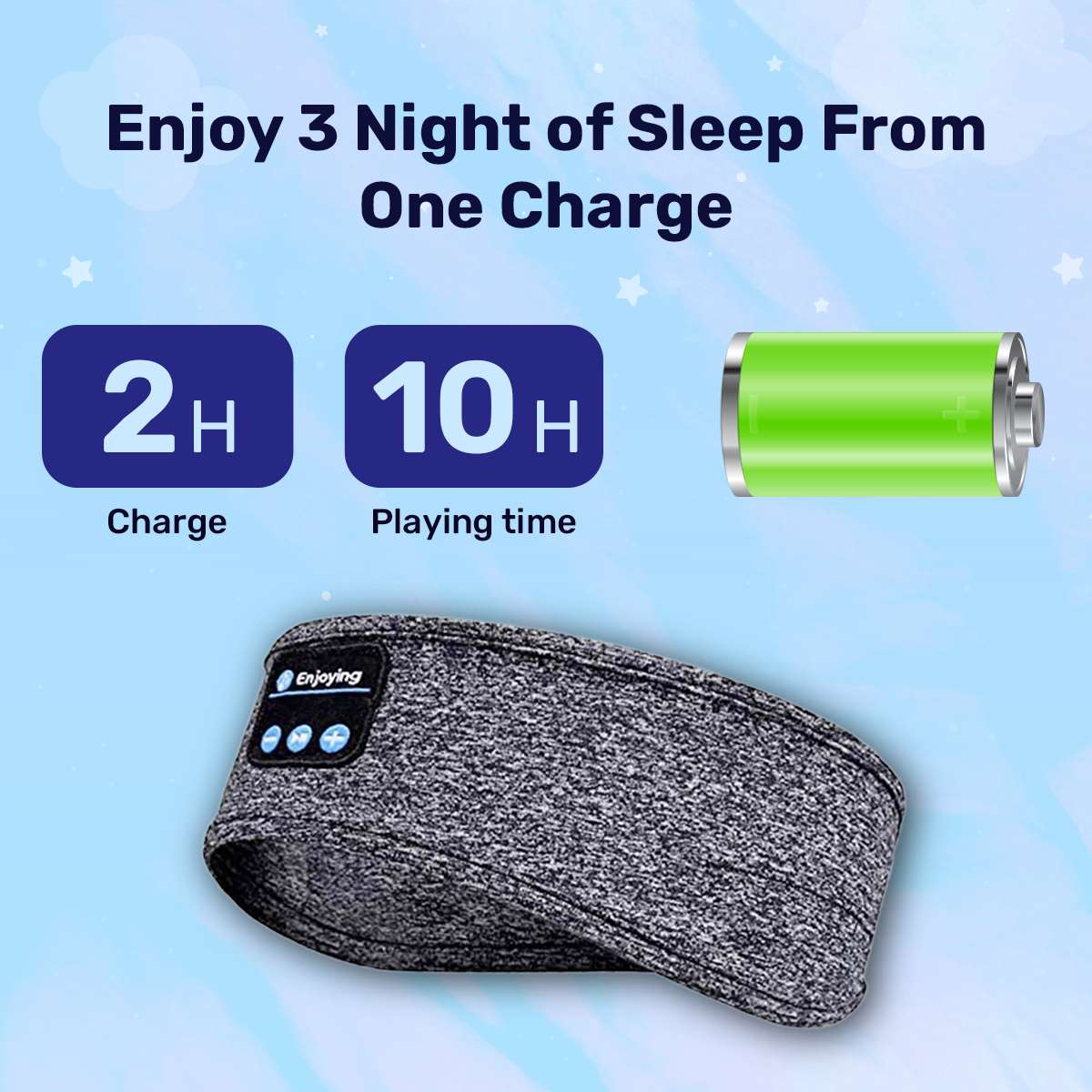 Sleep Headband Headphones Soft Washable Wireless Bluetooth for Insomnia Snoring Noise Blocking Meditation Travel Headset Gray Black | Thomler
