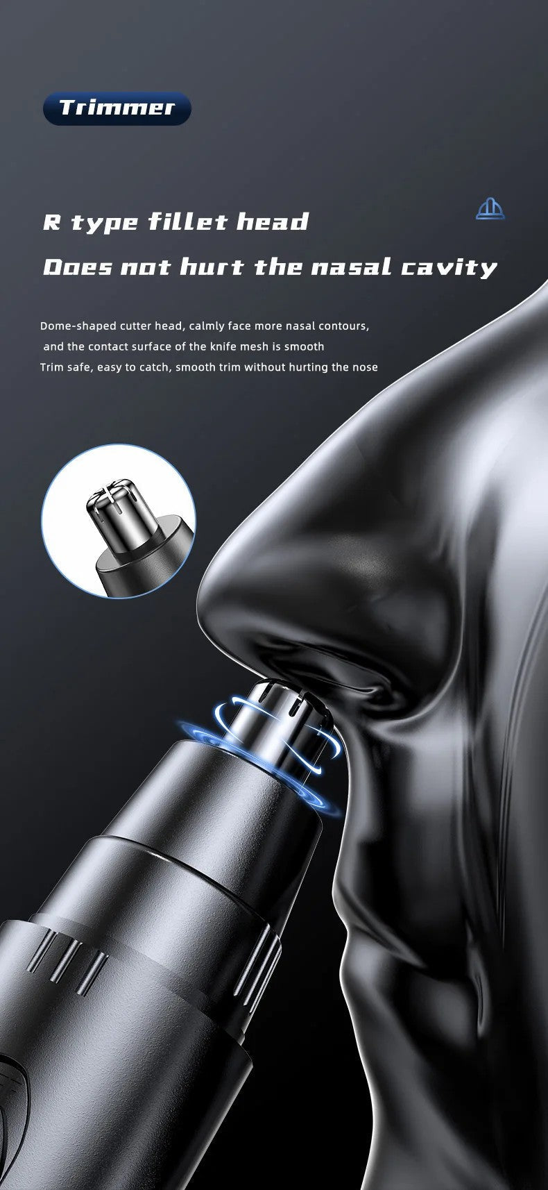 Cordless USB Rechargeable Facial Hair Trimmer for Nose and Ears with Stainless Steel Blades for Men and Women | Thomler