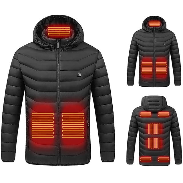 Electric Heated Puffer Jacket with 9 Heat Zones & Hood for Men & Women | Thomler