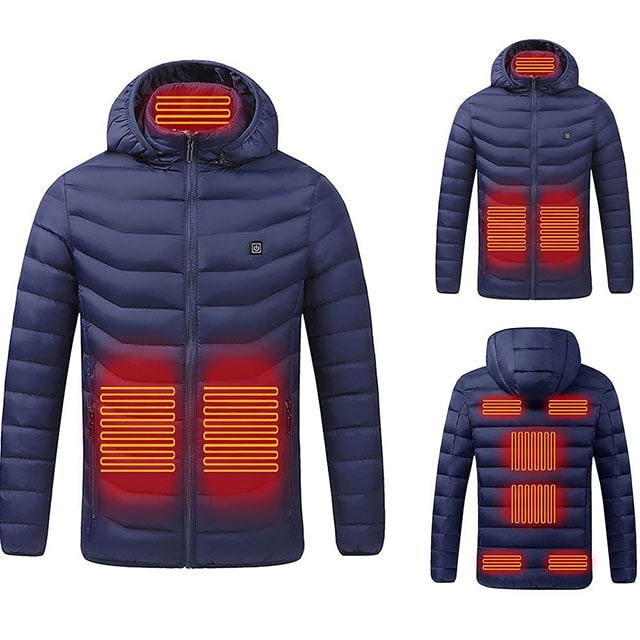 Electric Heated Puffer Jacket with 9 Heat Zones & Hood for Men & Women | Thomler