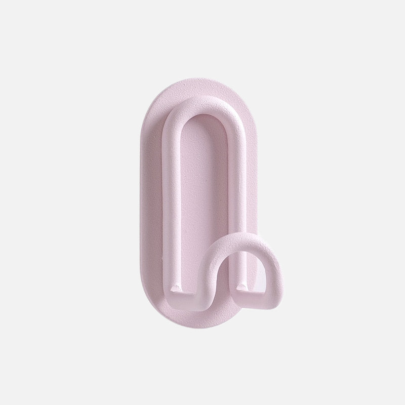 Wall Hook Metal 7.0 cm Pink Self Adhesive Bathroom Kitchen Double Coat Towel Key Holder No Drill Storage Organiser | Thomler