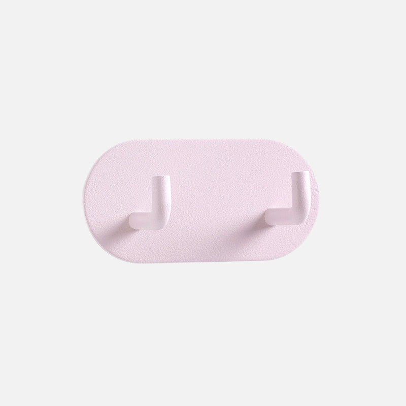 Wall Hook Metal 7.0 cm Pink Self Adhesive Bathroom Kitchen Double Coat Towel Key Holder No Drill Storage Organiser | Thomler
