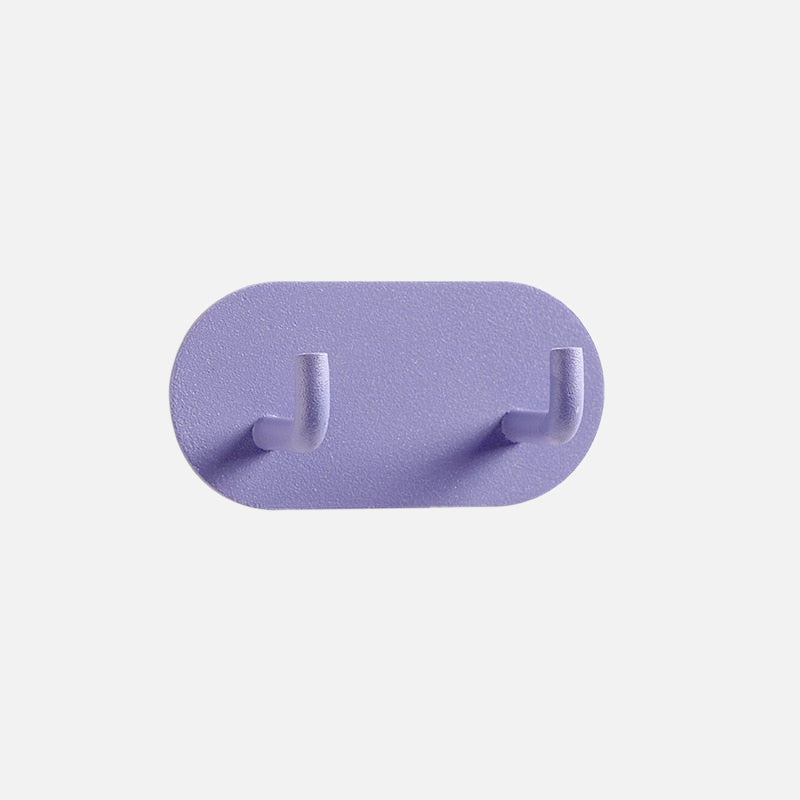 Wall Hook Metal 7.0 cm Pink Self Adhesive Bathroom Kitchen Double Coat Towel Key Holder No Drill Storage Organiser | Thomler