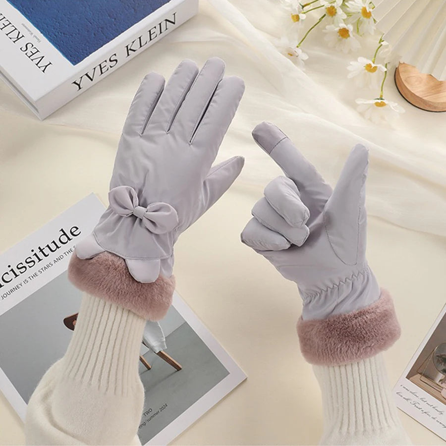 Insulated Touchscreen-Compatible Gloves for Women – Waterproof & Bow Detail | Thomler