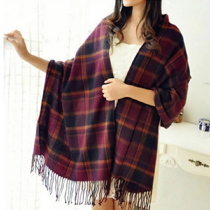 Cashmere Plaid Scarf – Lightweight All-Season Wrap for Women | Thomler