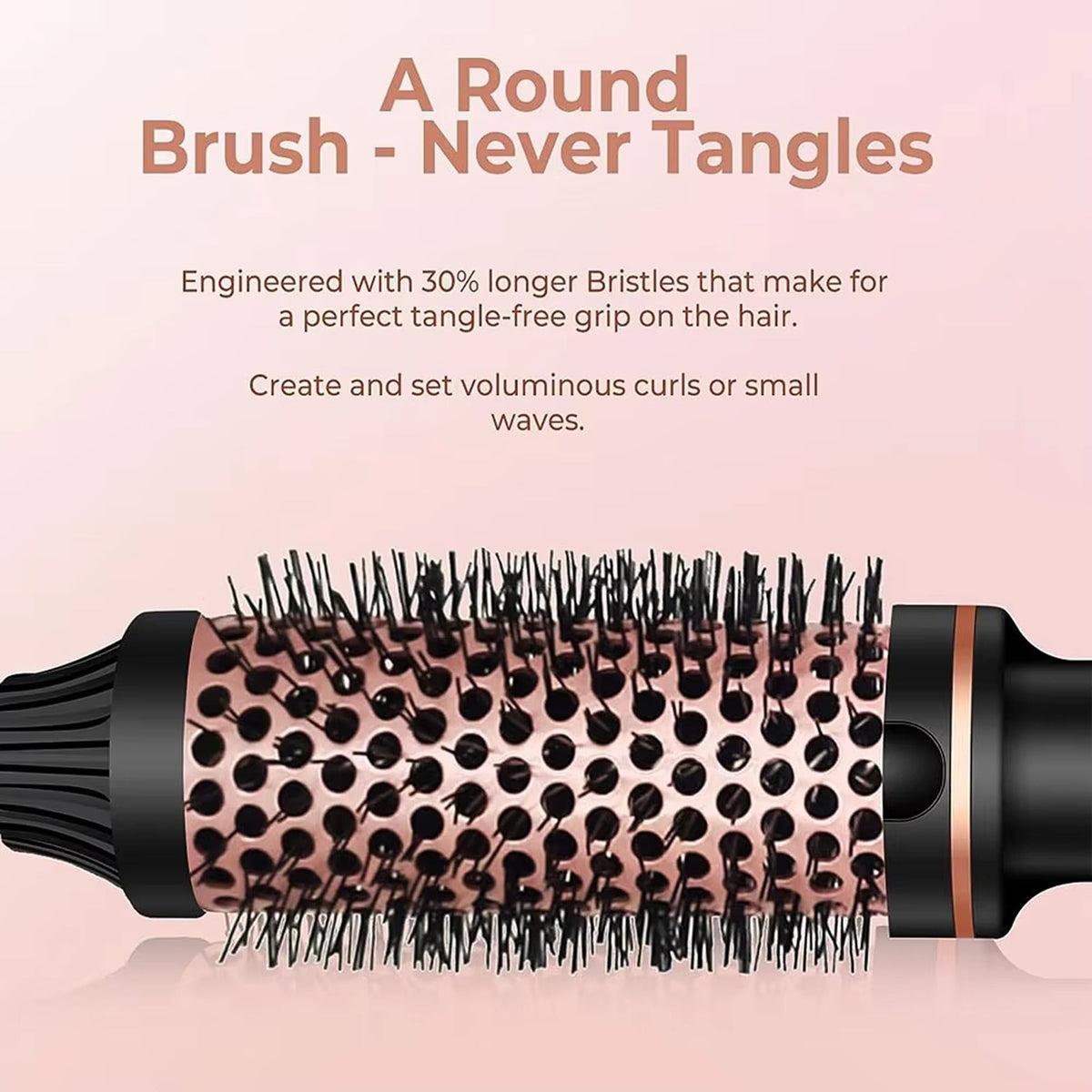3-in-1 Heated Styling Brush with Ionic Technology for Smooth, Frizz-Free Hair – Fast Heat, 9 Temperature Levels – Multi-Function Curling & | Thomler