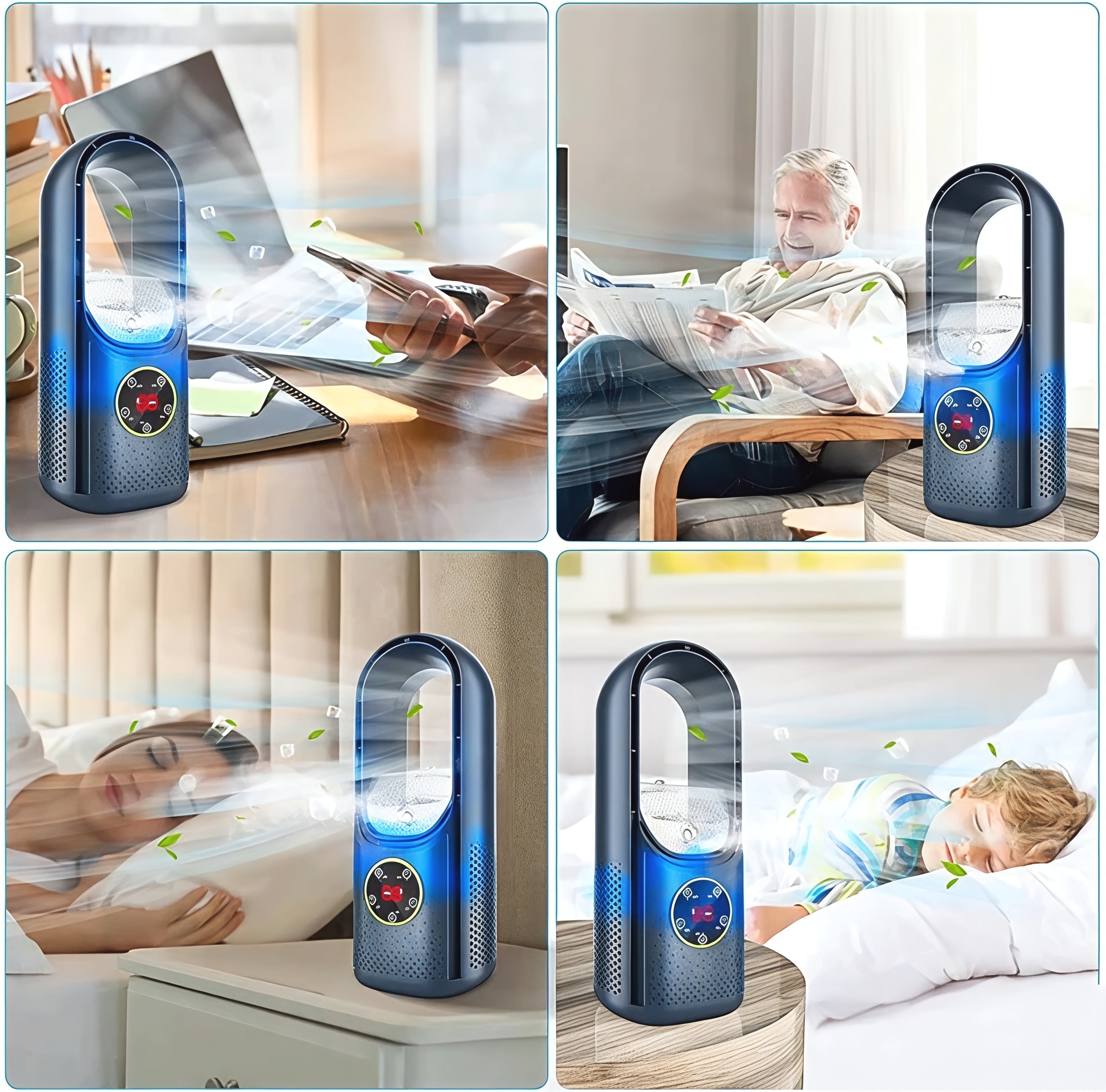 Compact Tower Fan Bladeless Design Whisper Quiet Portable USB Powered Air Circulator Cooler for Bedroom Office Desktop Home Cooling Energy E | Thomler