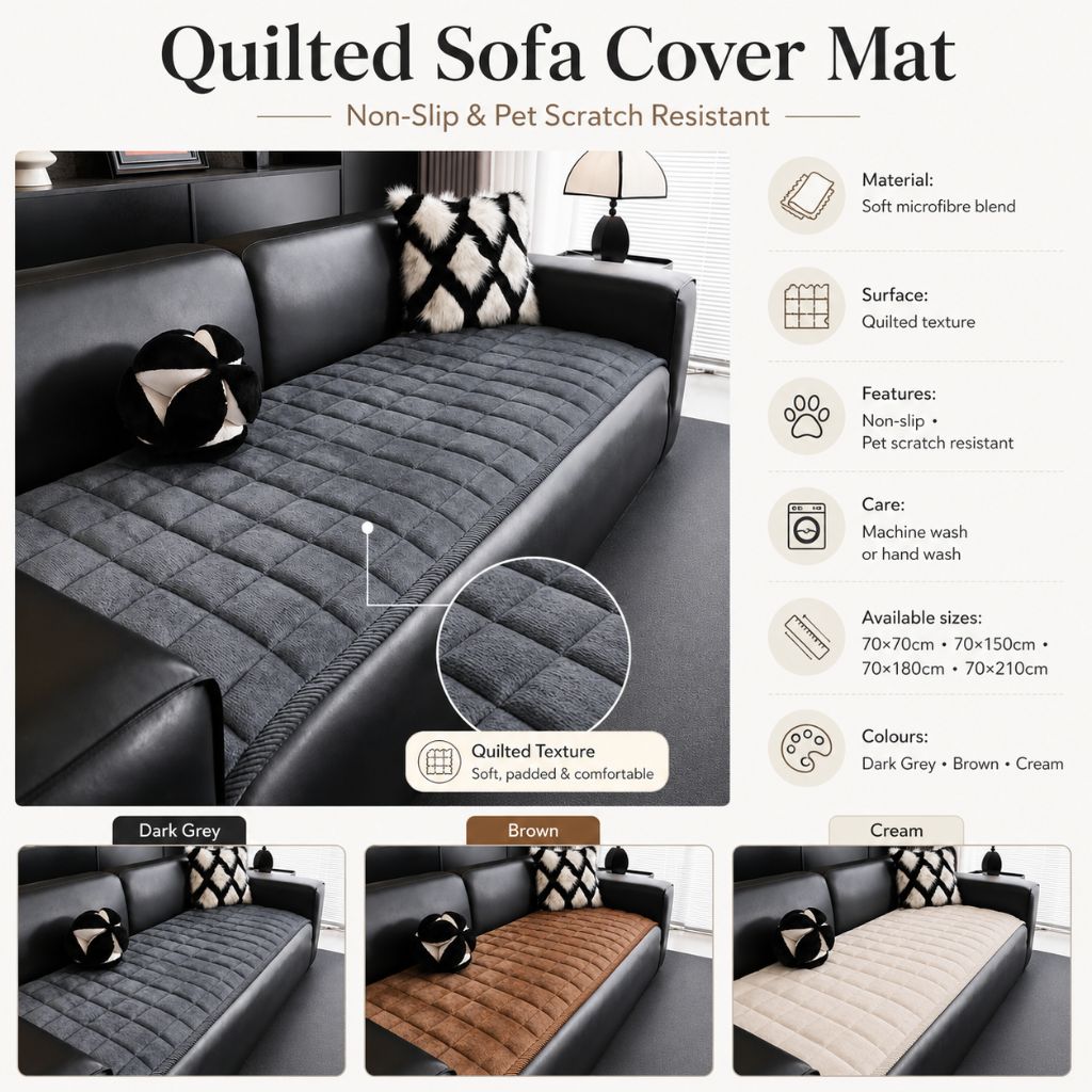 Couch Protector Pad – Grip-Back Furniture Throw for Dogs & Cats – Microfiber Cushion Shield | Thomler