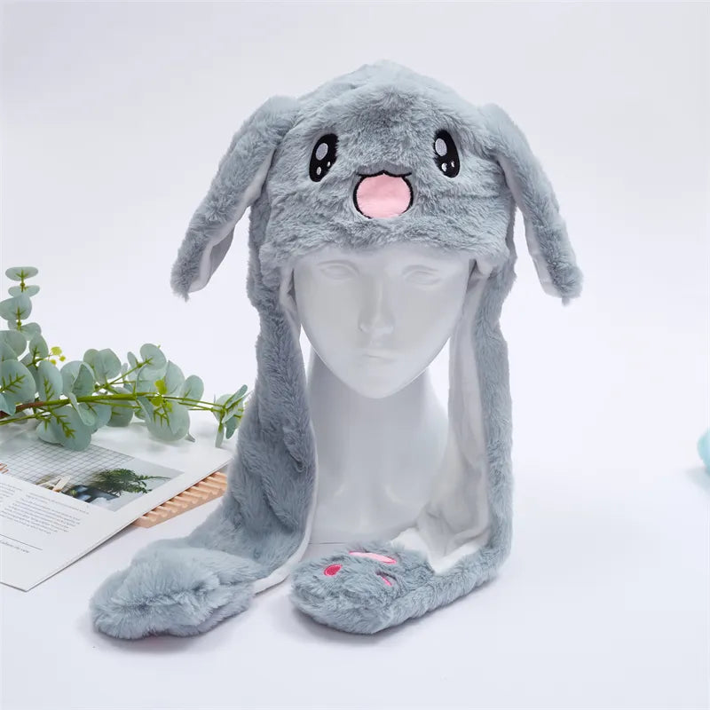 Plush Hat with Pop-Up Ears for Kids & Adults – Interactive Cosplay Beanie with Squeeze Paws | Fun Winter Accessory for Parties, Christmas | Thomler