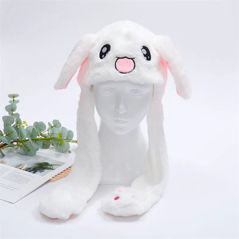 Plush Hat with Pop-Up Ears for Kids & Adults – Interactive Cosplay Beanie with Squeeze Paws | Fun Winter Accessory for Parties, Christmas | Thomler