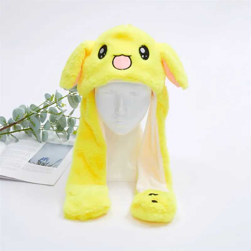 Plush Hat with Pop-Up Ears for Kids & Adults – Interactive Cosplay Beanie with Squeeze Paws | Fun Winter Accessory for Parties, Christmas | Thomler