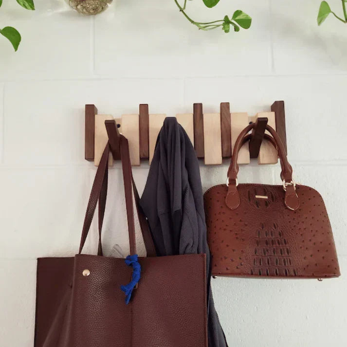 Wall-Mount Piano Key Coat Rack in Solid Wood for Entryway & Bedroom | Thomler