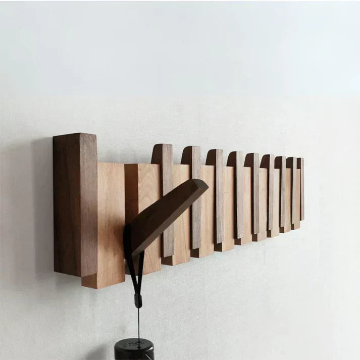 Wall-Mounted Wooden Coat Rack with Flip-Up Hooks for Entryway Hallway Bedroom Office Foyer Storage Organizer | Thomler