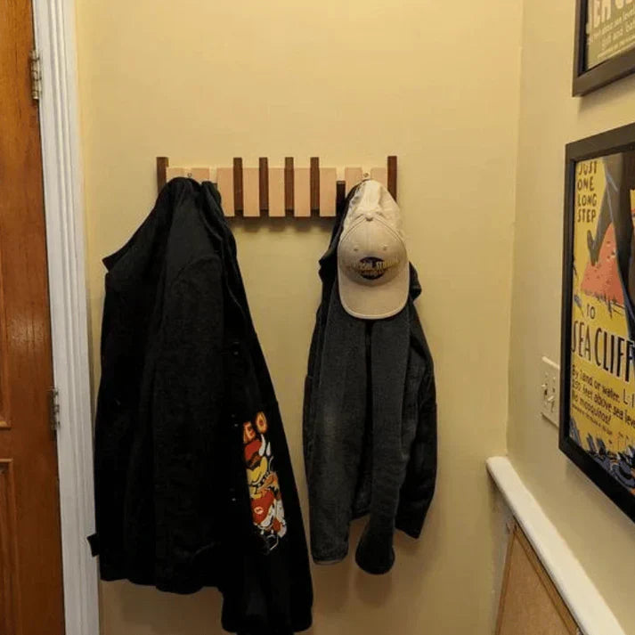 Wall-Mount Piano Key Coat Rack in Solid Wood for Entryway & Bedroom | Thomler