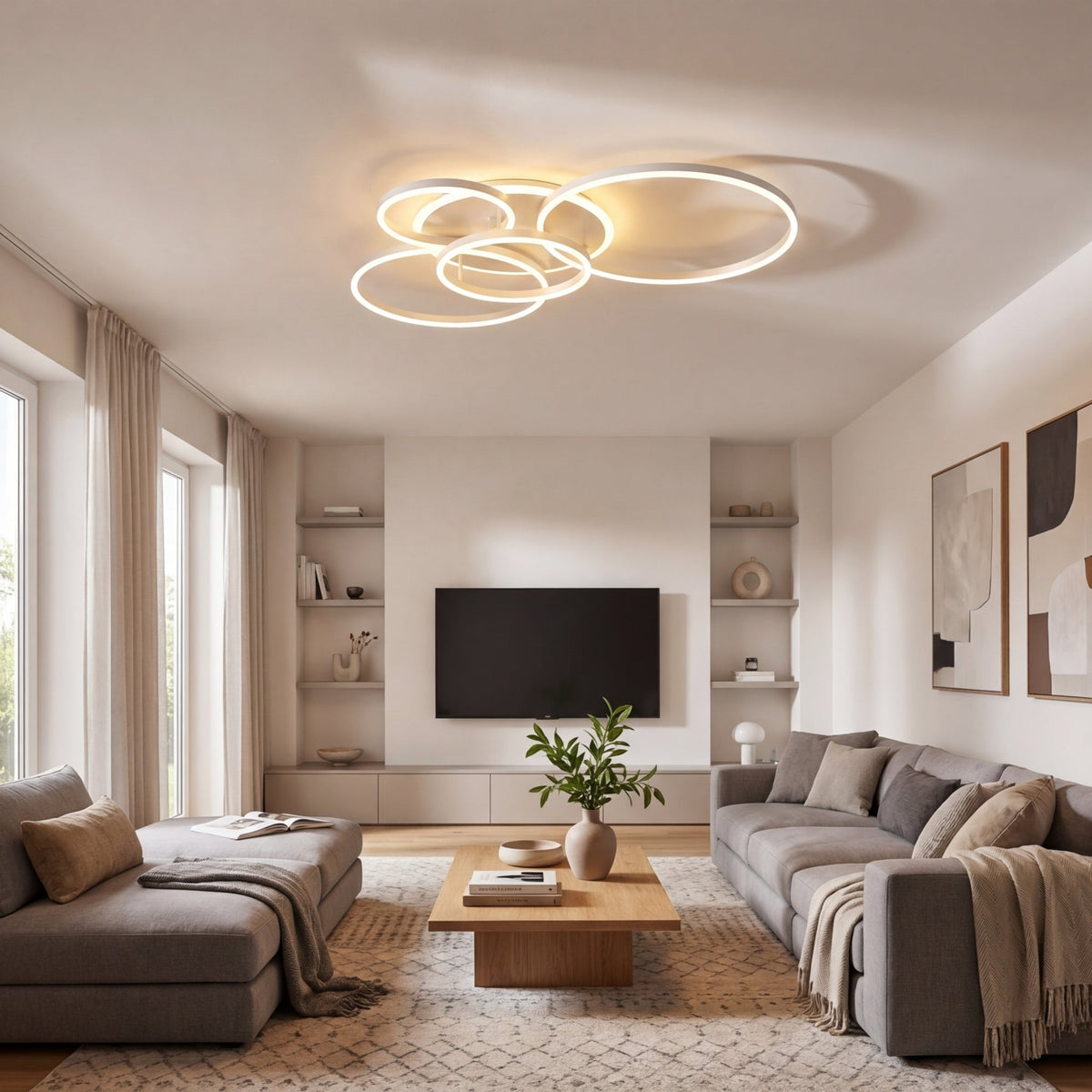 Modern Multi-Light Ceiling Pendant – Adjustable Height LED Chandelier for Dining Room, Bedroom, Reading Nook – Iron & Aluminum Fixture | Thomler