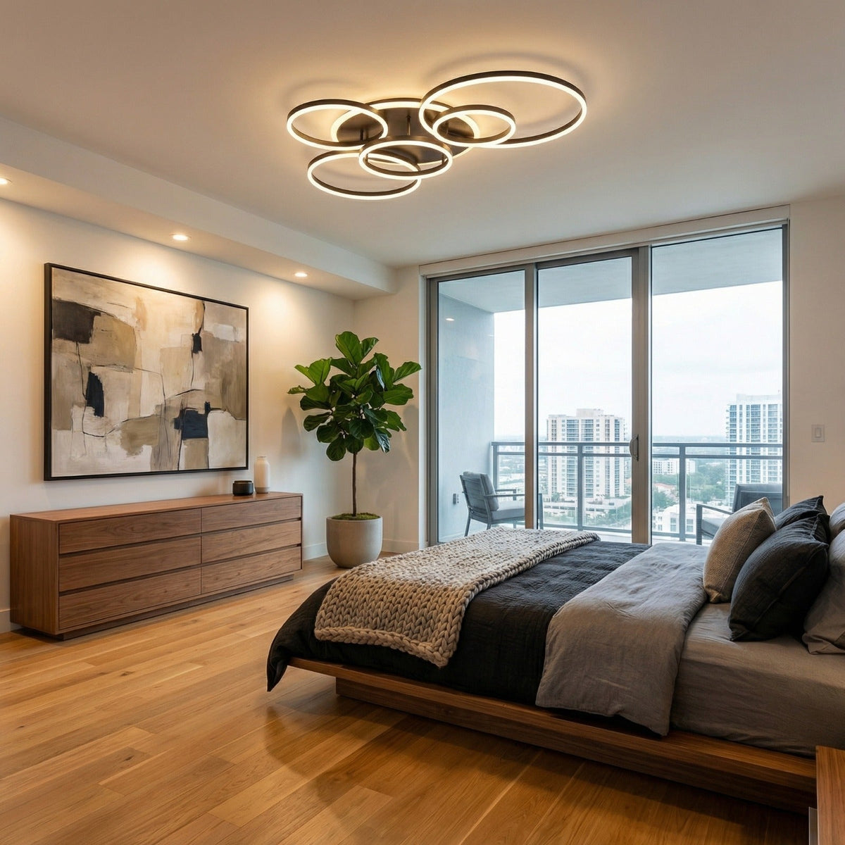 Modern Multi-Light Ceiling Pendant – Adjustable Height LED Chandelier for Dining Room, Bedroom, Reading Nook – Iron & Aluminum Fixture | Thomler